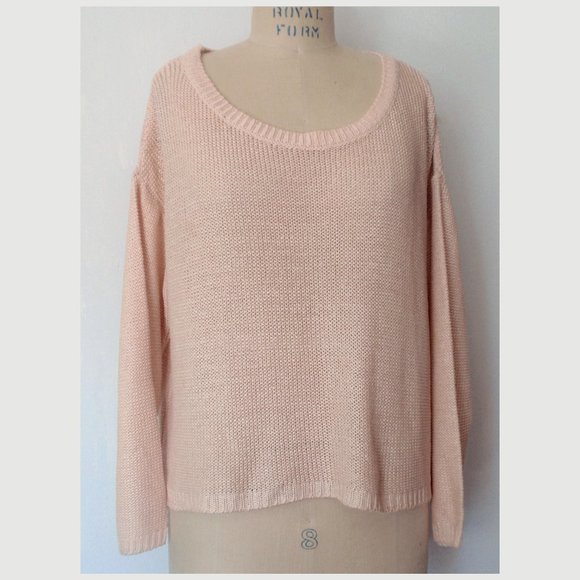 H&M PEACH COATED SHAKER CREWNECK LONG SLEEVE SWEATER L NWT - Picture 7 of 7